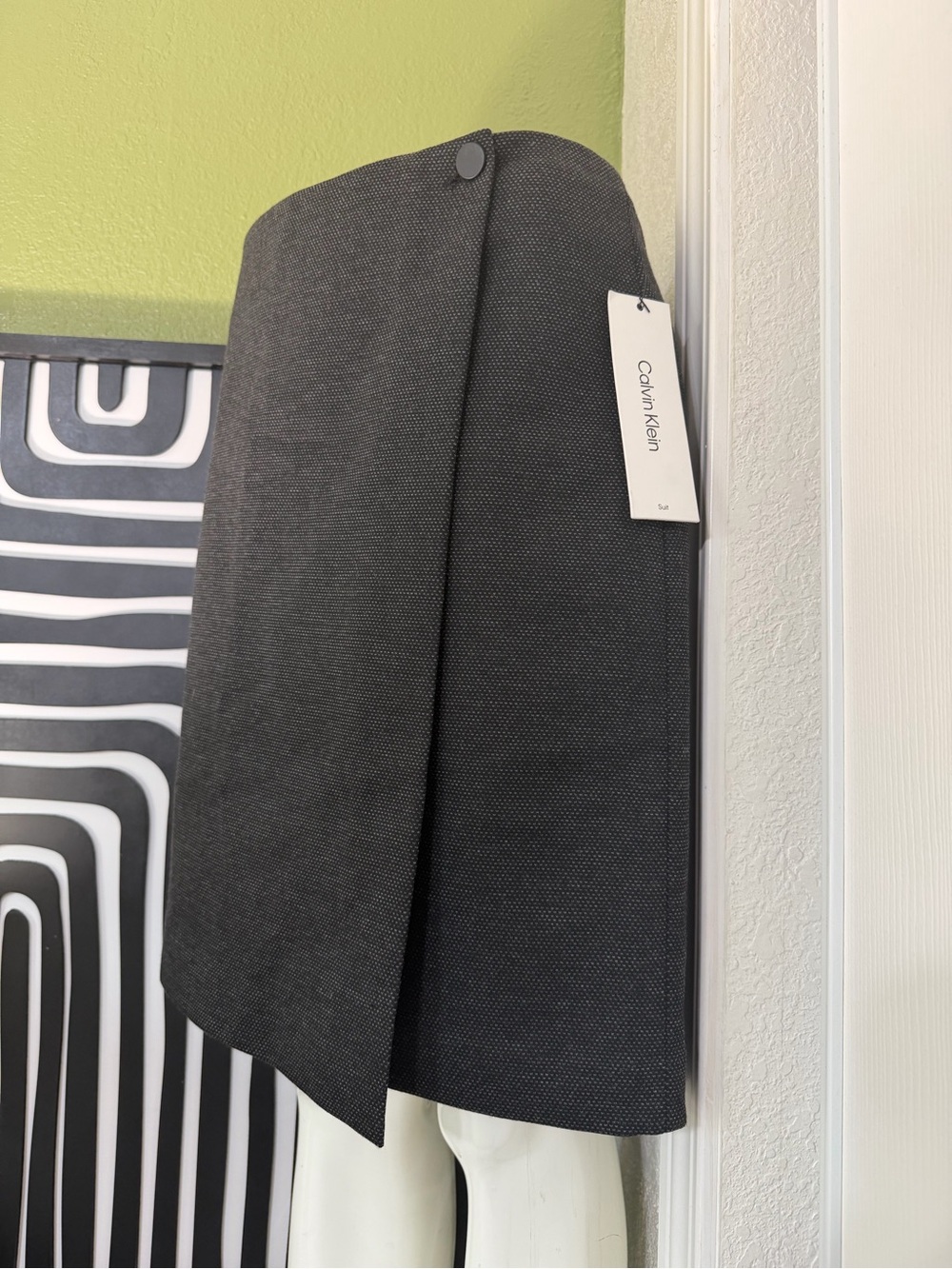 Calvin Klein Dark Charcoal Asymmetrical Wrap Skirt size 10